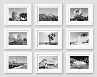 Los Angeles Prints, Black and White Photography, Los Angeles Wall Art, California, Hollywood, LA Gallery Wall, Set of 9 Photos