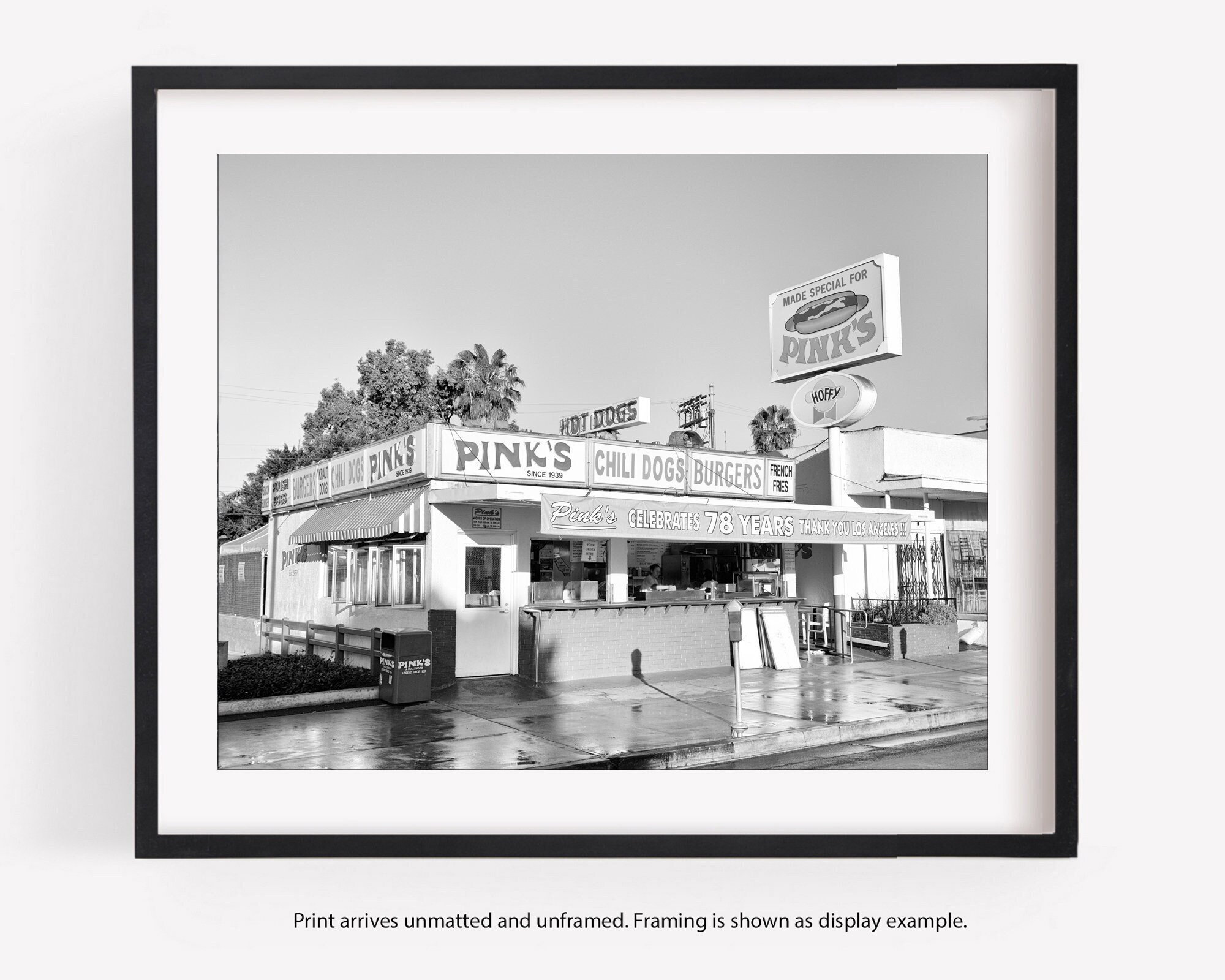Pink's Hot Dogs, Los Angeles, Black and White Photography, Pink's