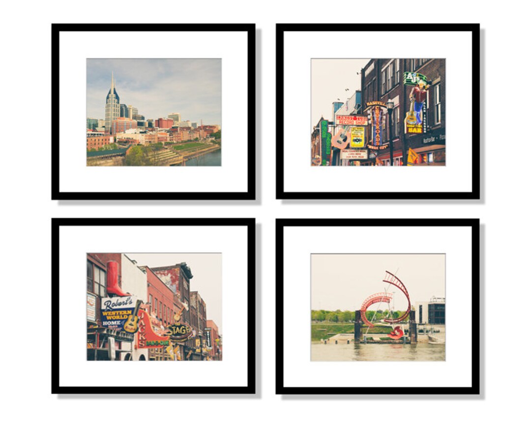 Nashville Print Set, Black and White Photography, Country Music Decor