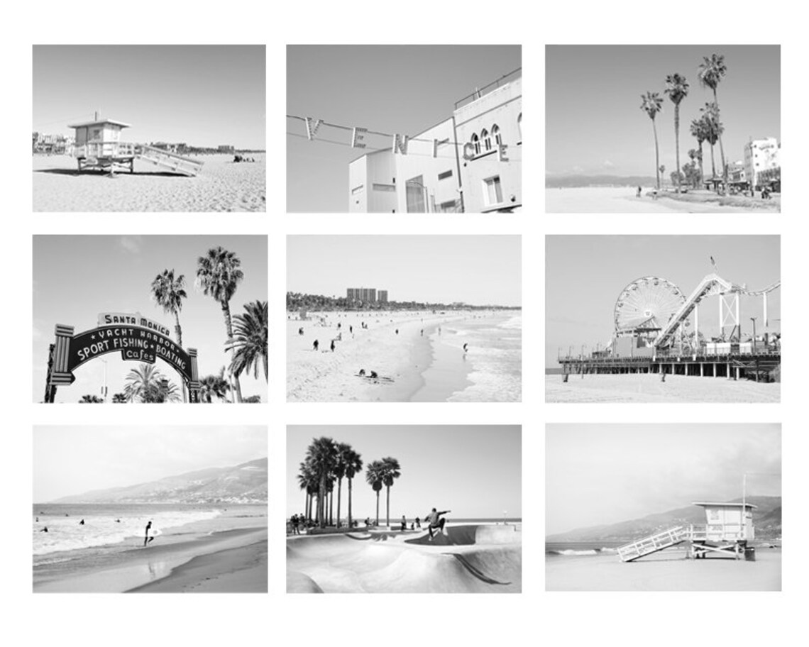 Los Angeles Beach Wall Art Black and White Photography - Etsy
