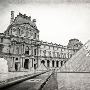 Paris Print, Louvre Museum, Black and White Photography, Paris Wall Art, Travel Decor