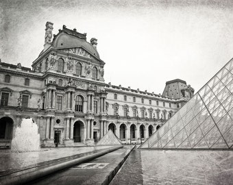 Paris Print, Louvre Museum, Black and White Photography, Paris Wall Art, Travel Decor