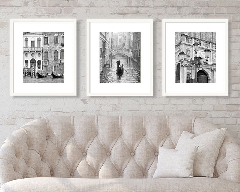 Venice Wall Art Set of 3 Prints Italy Black and White Etsy