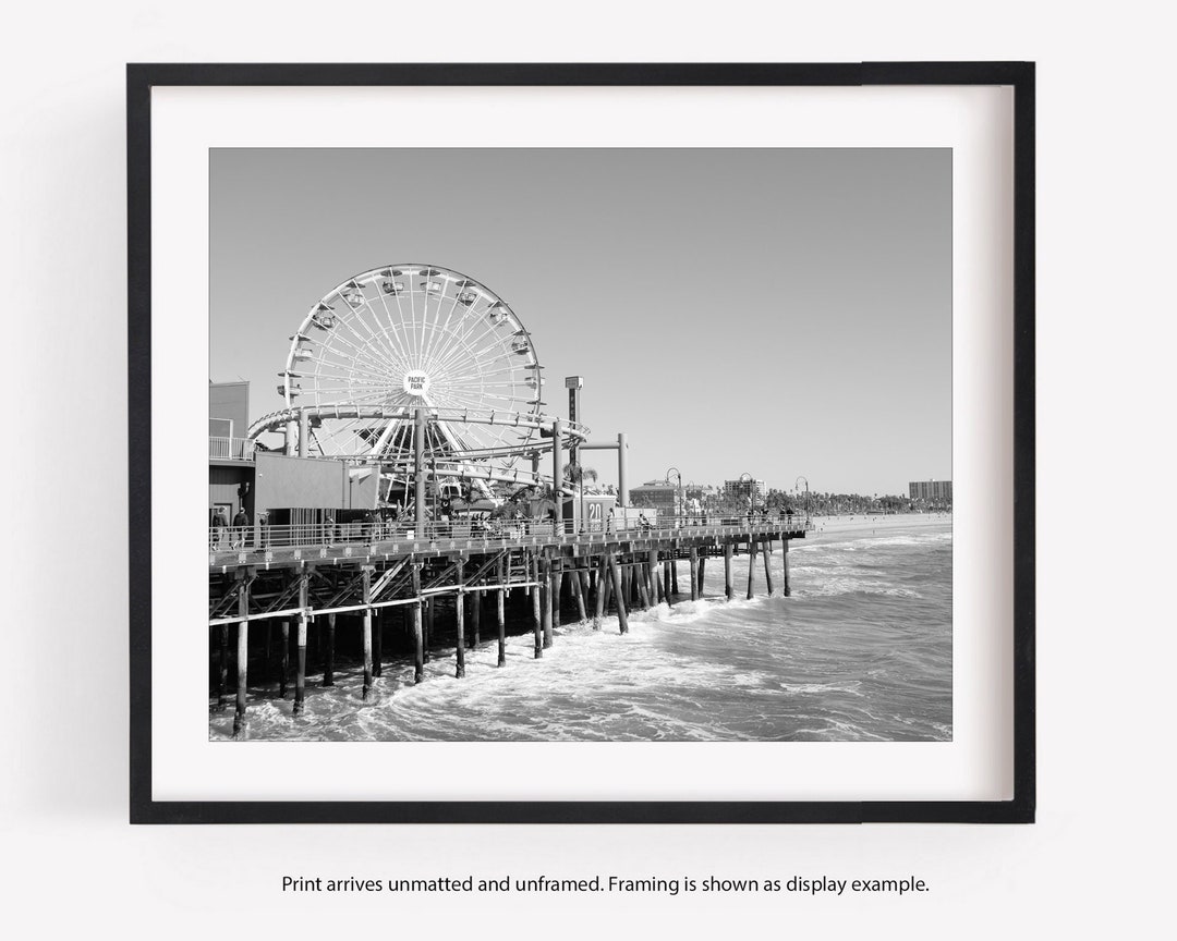 Santa Monica Pier, Black and White Photography, LA Beach, Ferris
