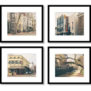 Georgetown, Washington DC, Ensemble de 4 tirages, Art mural, Tirage de photographie d’art