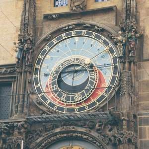 Prague Astronomical Clock Photography Wall Art Print, Travel Decor, Czech Republic, Clock Tower Prague