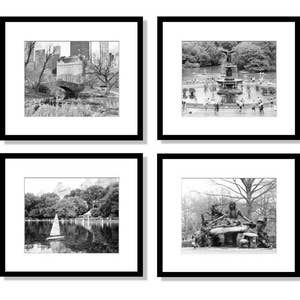 Central Park Prints, Black and White Photography, New York City Wall Art, NYC Print Set, Bethesda Fountain, Home Decor, Set of 4 Prints