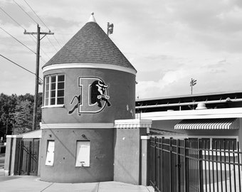 Durham Bulls Baseball Stadium Print, Black and White Photography, Wall Art Print