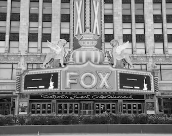 Detroit Fox Theatre, Detroit Print, Black and White Photography, Detroit Wall Art, Home Decor, Detroit Gift