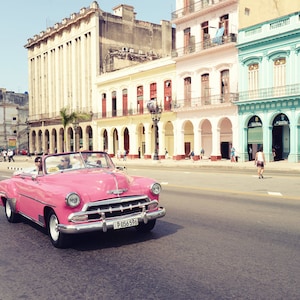 Cuba Print, Pink Car, Havana Cuba, Colorful Street, Travel Decor, Wall ...