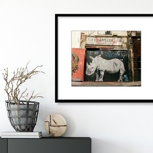 London Street Art Photography Print, Black and White Photo, Graffiti, Urban Wall Art, I am a Unicorn, Rhino Print image 5