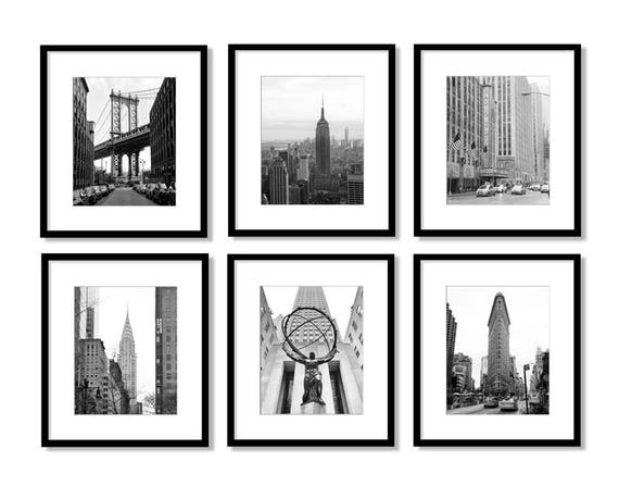 New York Print Set, Black and White Photography, Gallery Wall, NYC