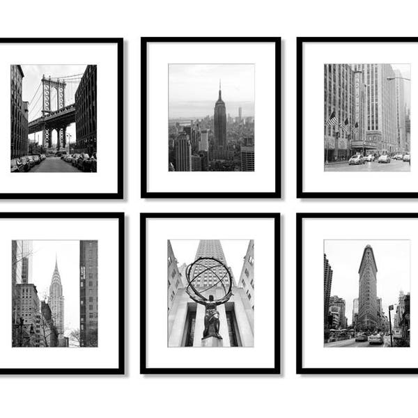 New York Print Set, Black and White Photography, Gallery Wall, NYC, New York City Wall Art, Vertical, Manhattan, Set of 6 Prints