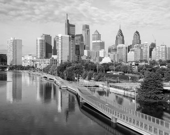 Philadelphia Skyline, Philadelphia Print, Philly, Black and White Photography, Philadelphia Wall Art