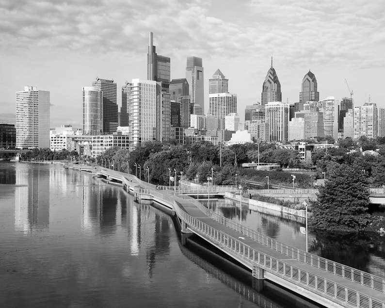 Philadelphia Skyline Philadelphia Print Philly Black and | Etsy