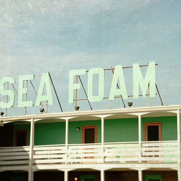 Outer Banks Photography Wall Art, Nags Head, Sea Foam Motel, Beach Decor, Retro Motel Sign