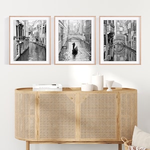 Venice Italy Set of 3 Black and White Photography Prints, Europe Travel Decor, Gallery Wall Art, Vertical or Square Prints