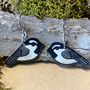 Mountain Chickadee Handmade Unique Bird Earrings Birding Birdwatcher Gift