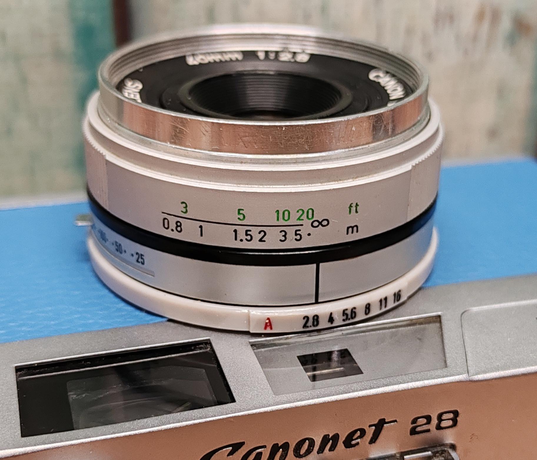 Canon Canonet 整備品、テスト撮影済み　883814 Serviced 1970s Blue Canon Canonet 28 35mm Film Camera - 40mm F2.8