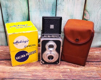 Serviced 1950s Halina Prefect Shoot From the Hip 120 Roll Film TLR Camera - Medium Format - Box and Case