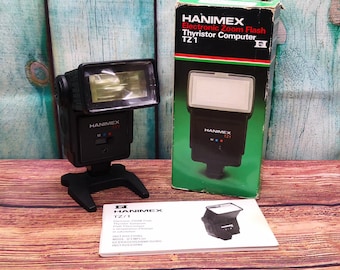 Hanimex TZ1 Hotshoe Flash Unit Gun - Zoom & Bounce - Gn 24 - Use with any Hotshoe Camera - Pentax K1000 etc