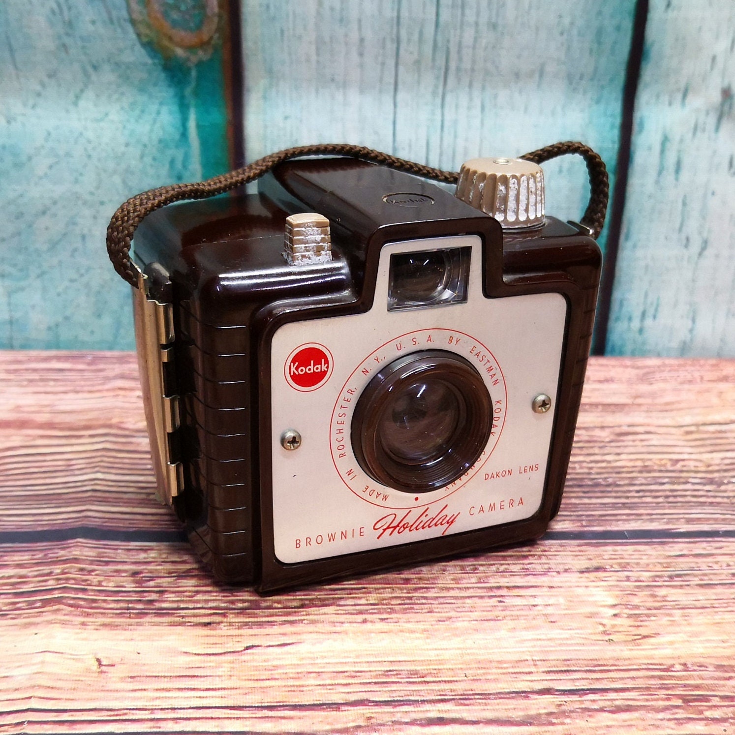 Serviced 1950s Kodak Brownie Holiday 127 Roll Film Camera and Case - Main Image