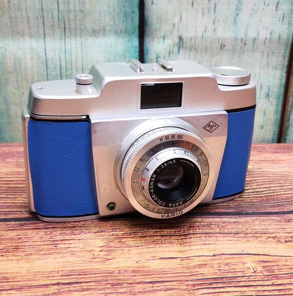 Serviced 1950s Blue Agfa Silette Type 3 35mm Film Camera - 45mm F2