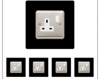 5x Single Socket Surround, Acrylic Back Panel or Plate, Protect Wall from Finger Prints