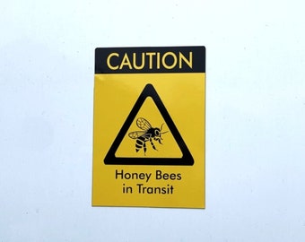 Beekeeping Warning Sign 'Caution Bees in Transit', A4 Magnetic Bee Transportation Signage Equipment, For Repeated Use, Sign for Car or Van