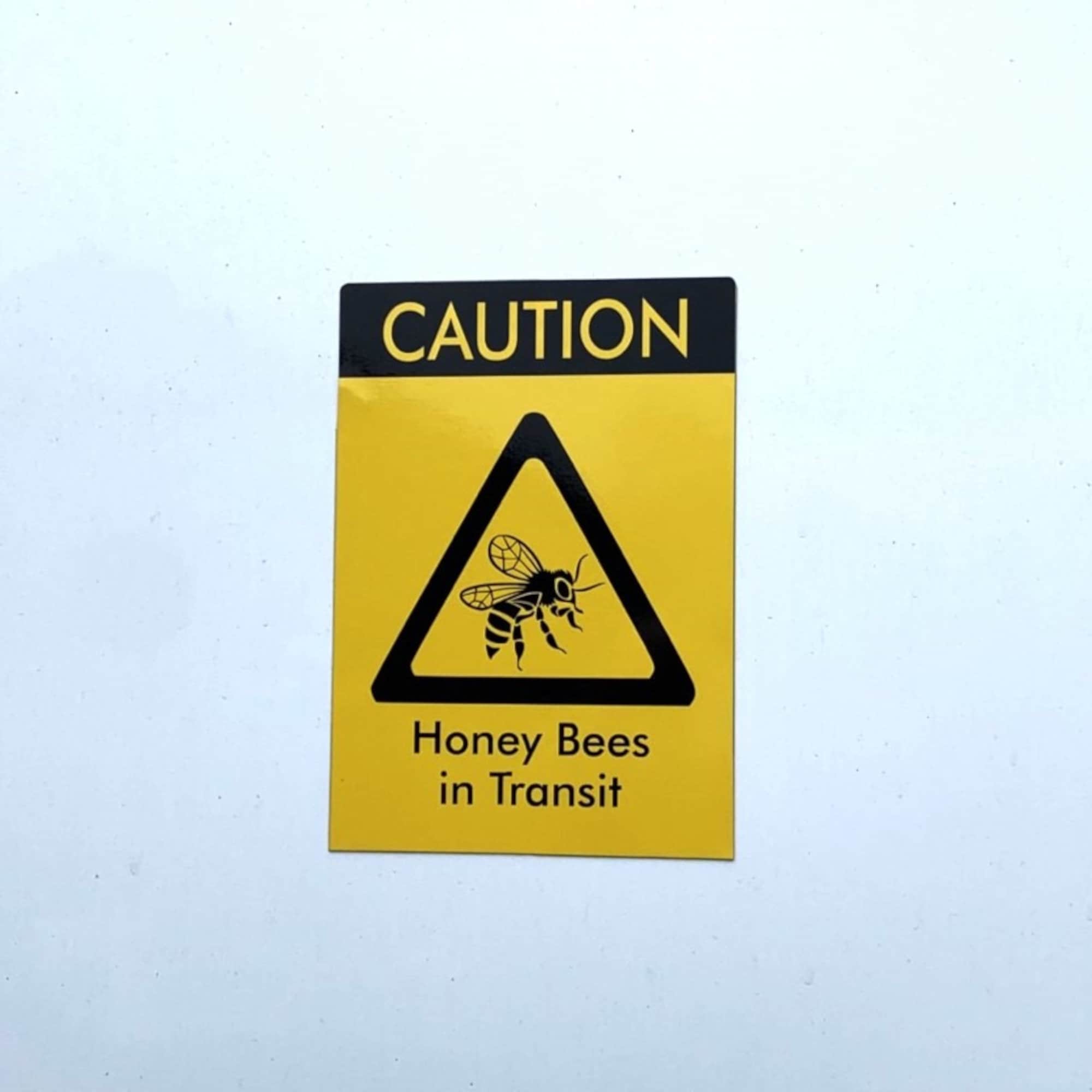 Caution Bees in Transit Sign: Magnetic Beekeeping Car Sign, A4 Size