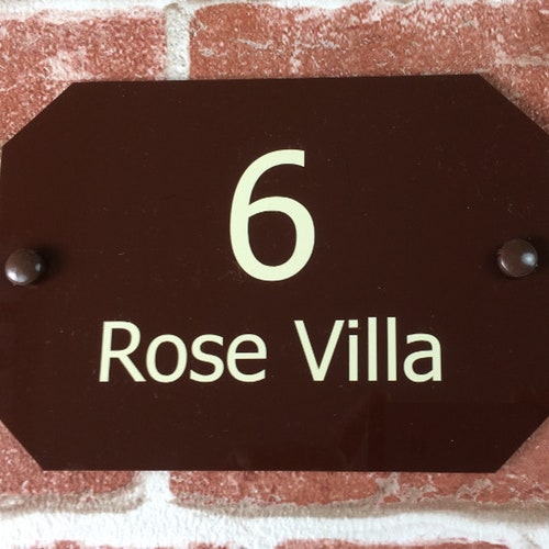 thumbnail image 2 of Personalised Modern House Sign - Brushed Silver Effect - W/Rectangle Acrylic - Name & Number 2 of 5