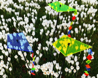 Sun Catcher Garden Decor 3er Set Sonnenfänger Garten Stecker, Statuen 75cm hohe Drachen mit Schweif Dekoration für Garten, Balkon, Terrasse