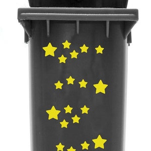 Bin Sticker Set Stars, 41 outdoor decals in 2 sizes, self adhesive vinyl stickers for wheelie bin laptop car caravan waste container decor