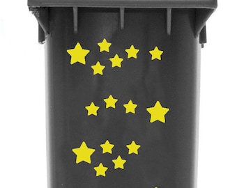 Juego de pegatinas de vinilo para exteriores con forma de estrella para contenedores de basura