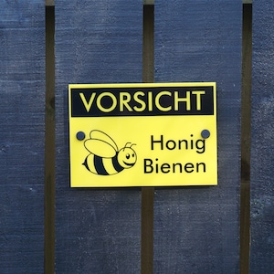 Imkerei-Warnschild Vorsicht Honig Bienen, freundliche Bienenstockschutzausrüstung inklusive Befestigungen Unverzichtbarer Imkereibedarf