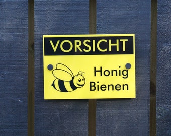 Imkerei-Warnschild Vorsicht Honig Bienen, freundliche Bienenstockschutzausrüstung inklusive Befestigungen Unverzichtbarer Imkereibedarf