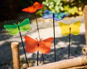 SunCatcher Garden Decor 5 leuchtende Sonnenfänger Garten Stecker, 75cm große Schmetterling Dekoration für Balkon, Terrasse oder Geschenk