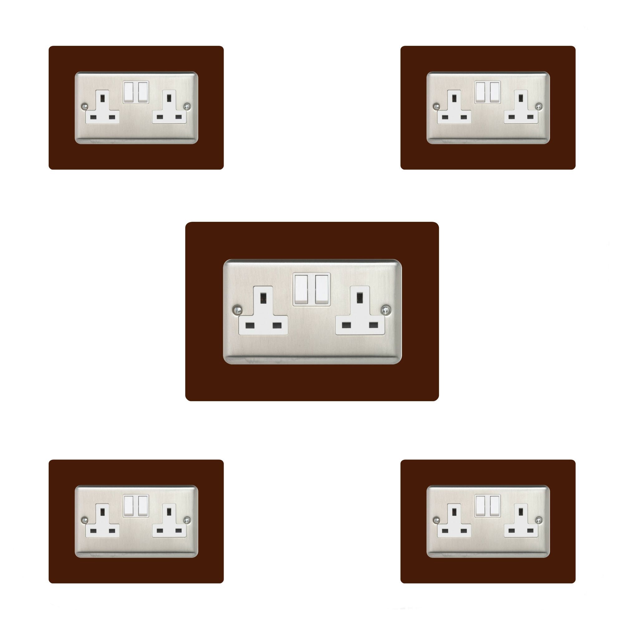 Socket Overlay 5x Double Socket Surround, Acrylic Back Panel or Plate, Protect Wall ...