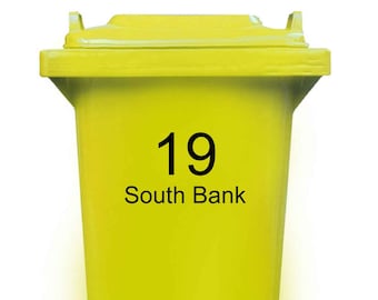 Personalized Wheelie Bin Sticker, House Number and Street Name, Weatherproof Vinyl Decal