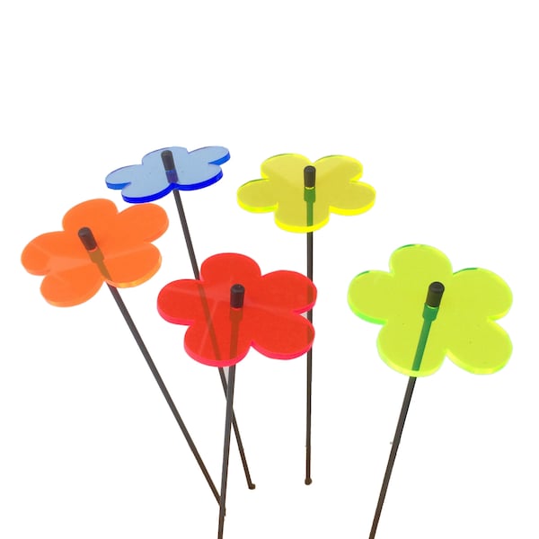 Glowing Blossom SunCatcher Garden Decor Ornaments Set of 5 Decorative Garden Stake 25cm/9.8inches high Outdoor Yard Accessory Gardeners Gift