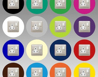 Socket Surround  | Round / Single  |  16 COLOURS to choose from  |  3mm Thick Perspex  |  40mm Border  |  Free UK Delivery