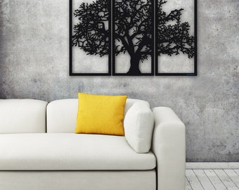 3D Wall Art Tree View in Three Parts Contemporary Wall Art Picture Acrylic Homeware Modern Artwork Decoration Gift for New House Home
