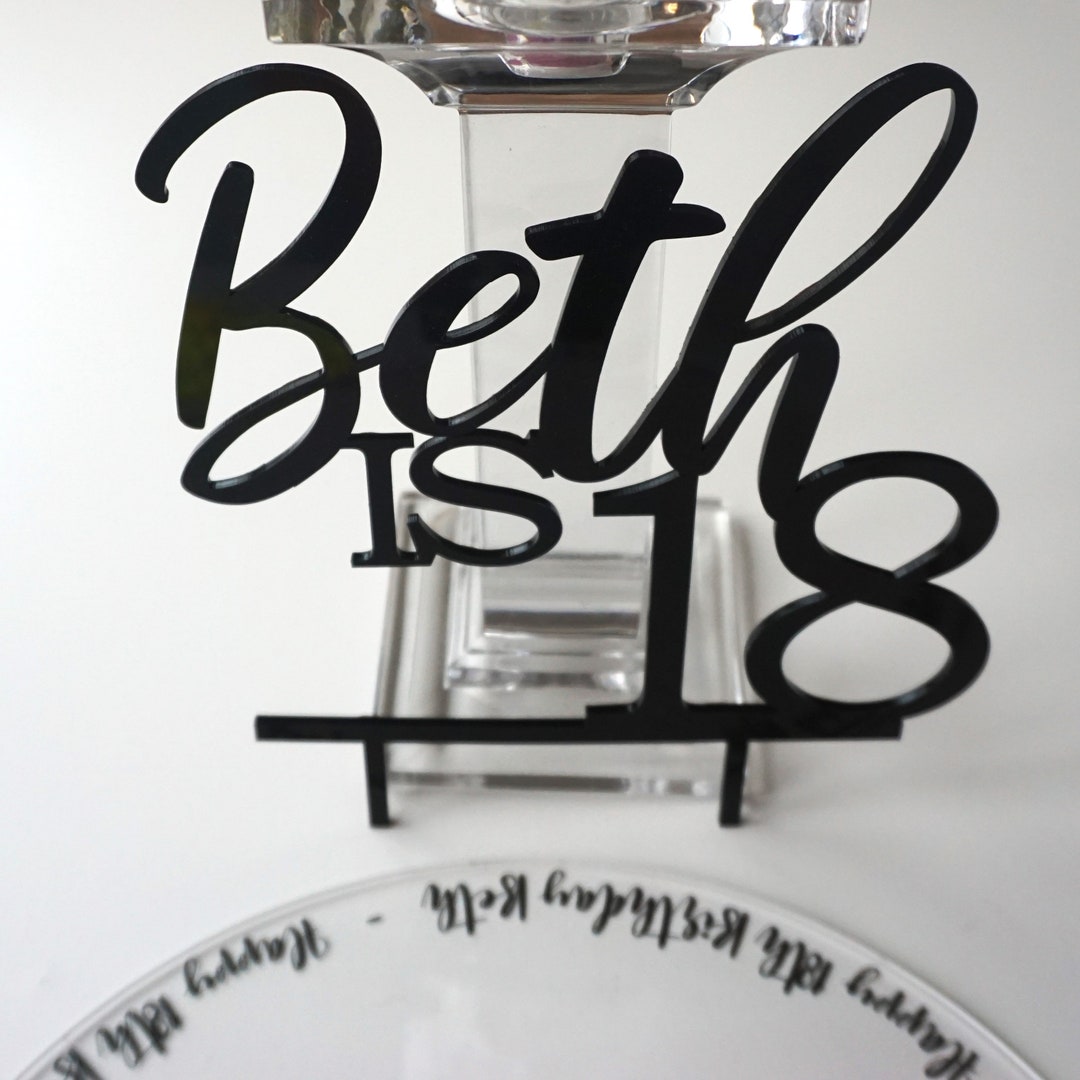 Personalized Acrylic Cake Topper: Engraved Custom Message for Birthdays ...