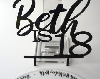 Personalized Acrylic Cake Topper: Engraved Custom Message for Birthdays, Weddings and Special Occasions