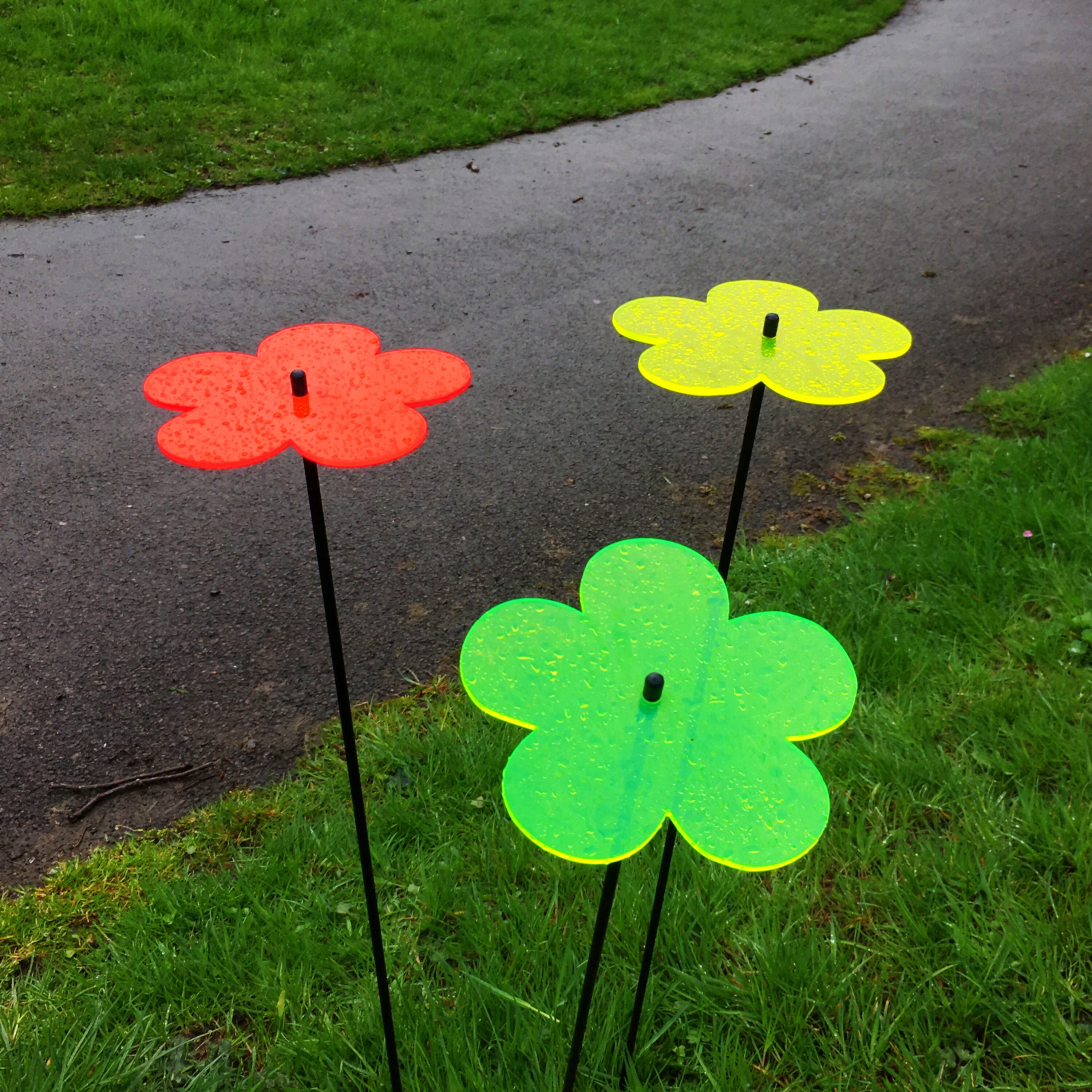 Garden Ornaments Blossom Set of 3 Large Decorative Garden Etsy