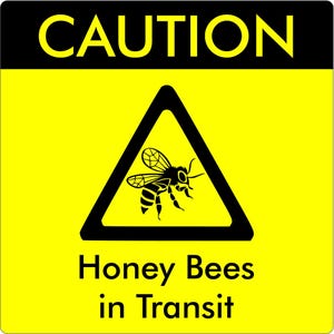 Square Bees in Transit Sign, made of magnetic material with outdoor use vinyl finish, this long lasting sign is ideal for repeated use on vans, cars and other forms of transport to warn of your precious cargo. This can be used in the same way as an L Plate and can be clipped onto any magnetic surface and also safely removed and used repeatedly.