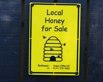 Personalised 'Local Honey for Sale' Beekeeping Honey Maker Sign Honey Farming Gift, Bee Keeping Kit, Supplies Custom Made to Specification