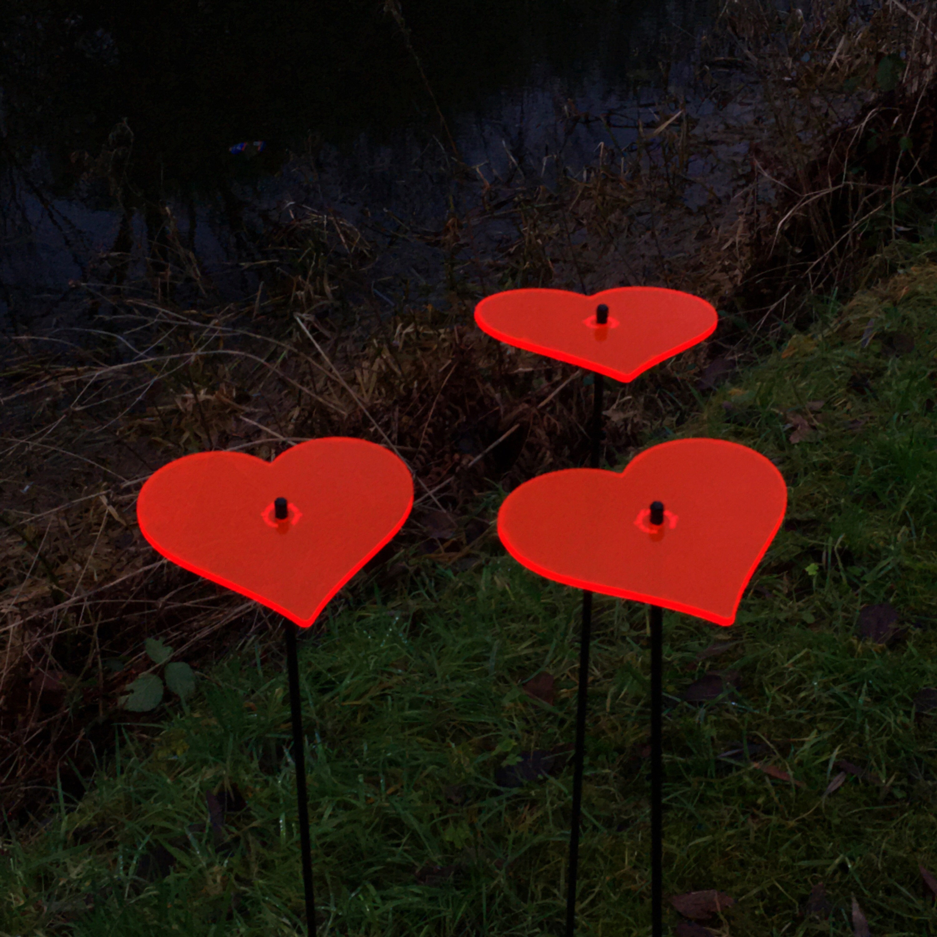 Garden Ornaments Heart Set of 3 Large Decorative Garden Etsy
