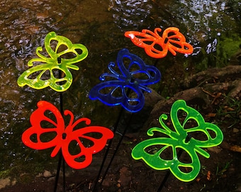 Sun Catcher Garden Decor 5er Set Sonnenfänger Garten Stecker, Statuen, 75cm hohe Schmetterling Dekoration für Garten, Balkon oder Terrasse