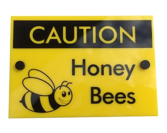 Beekeeping Warning Sign Caution Honey Bees, Hive Protection Equipment, Gift for Honey Farming